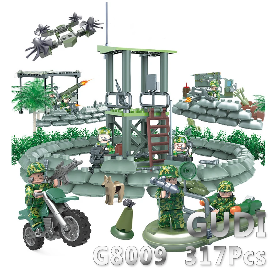 GUDI Models Building toy Compatible with Lego G8009 317Pcs 4 in 1 Blocks Toys Hobbies For Boys Girls Model Building Kits