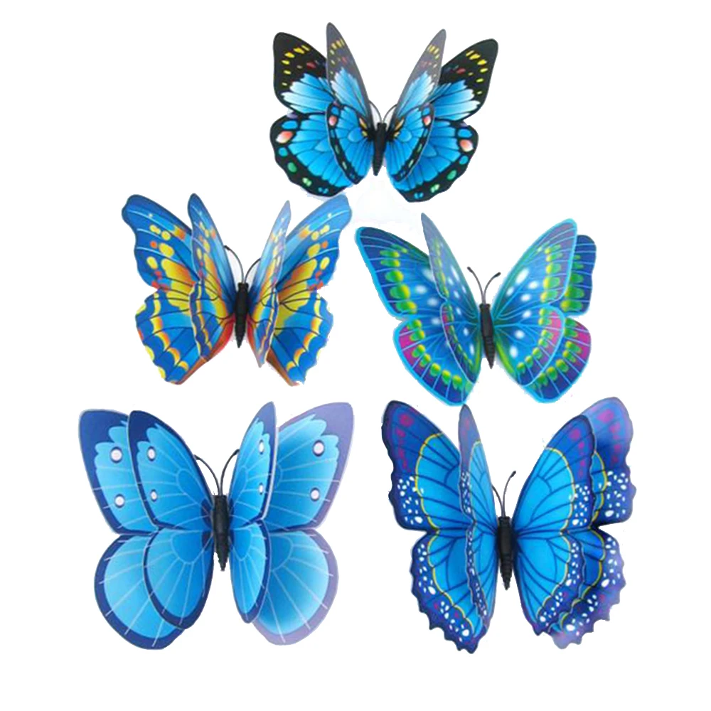 Butterfly Wall Stickers Double Layer 3D Butterflies colorful bedroom living room Home Fridage Decor 12pcs/lot 4 color DA