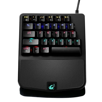 

Best gaming keyboard ergonomic wired mechanical mini keyboard wrist rest LED Backlit single one hand shortcut keys accessories