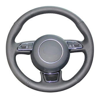 

DIY Sewing-on PU Leather Steering Wheel Cover Exact Fit For Audi A1 A3 A5 A7