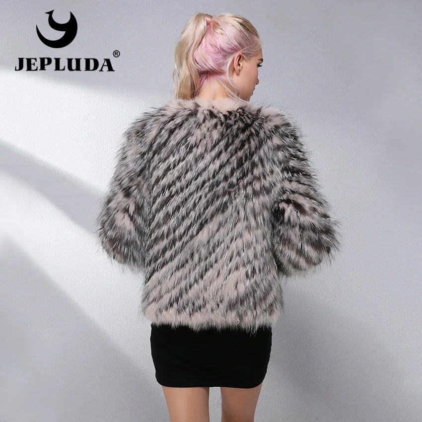 Veste Jepluda Femmes Patchwork Casual D'hiver Multi De Vêtements Manteau Naturel Fourrure Réel Hiver Renard Femme TnqTfrgv