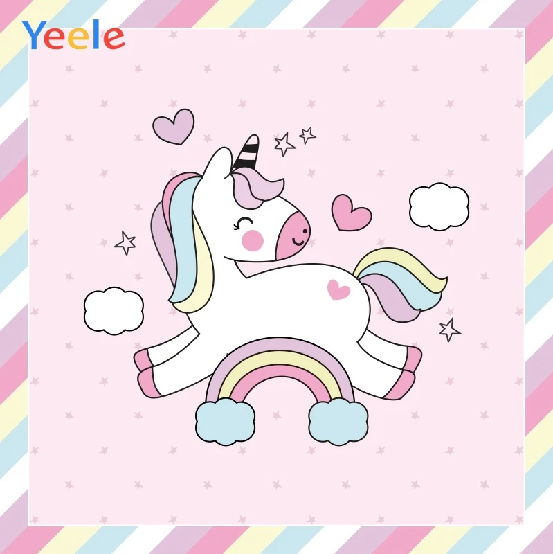 Yeele Cute Unicorn Rainbow Little Baby Birthday Party Customized Photography Backdrops Photographic Backgrounds For Photo Studio