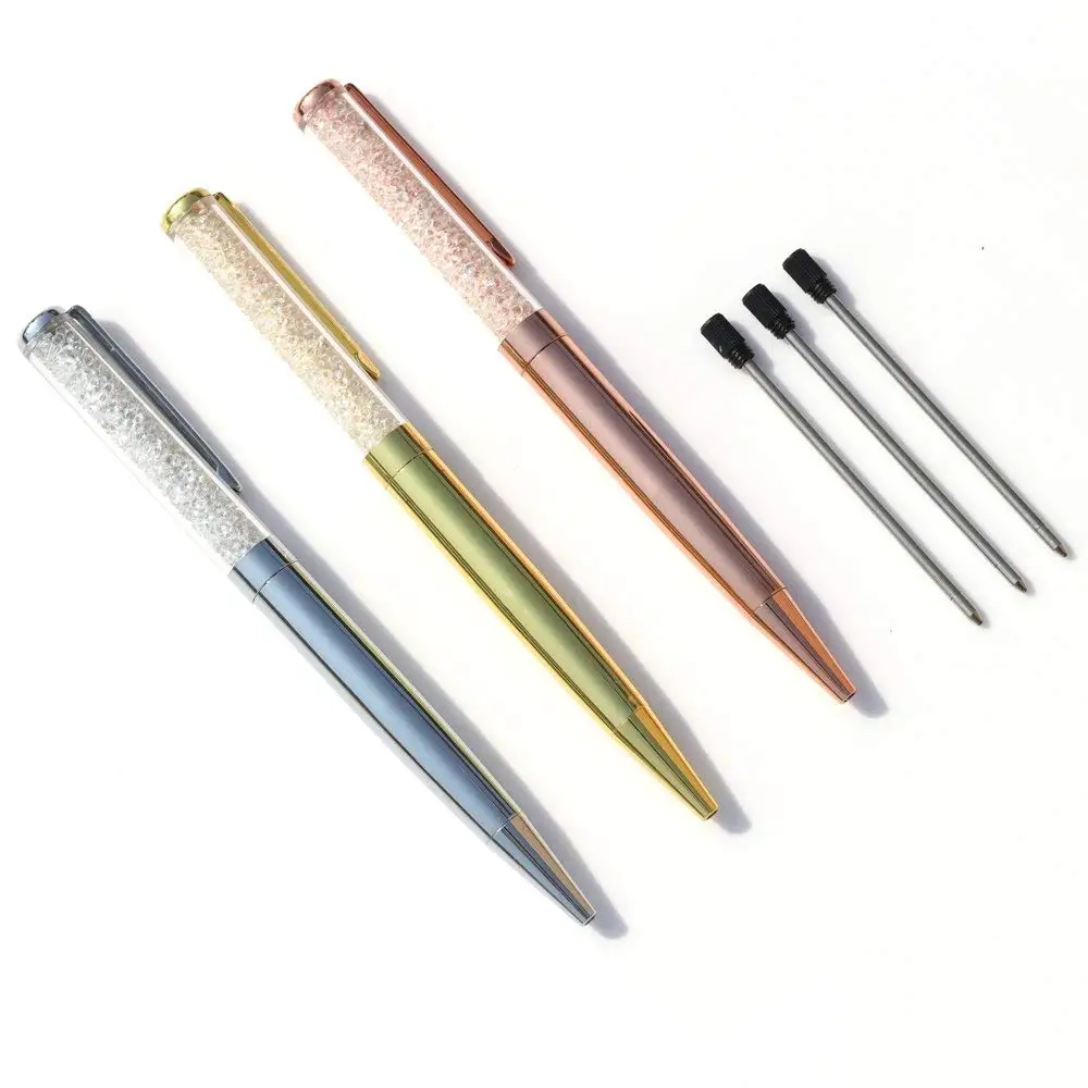 

Metal Ballpoint Bling Pens with 3 Extra Black Refills for Office Supplies (3pcs Pens)
