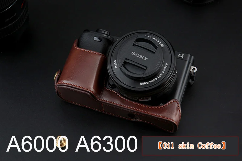 Из искусственной кожи Половина Камера низ чехол сумка чехол для sony A6000 A6300 A5100 A5000 A7 A7S A7R A7RM2 A7II A7S2 A9 A7M3 A7 Mark ii iii - Цвет: a6000 a6300 Coffee