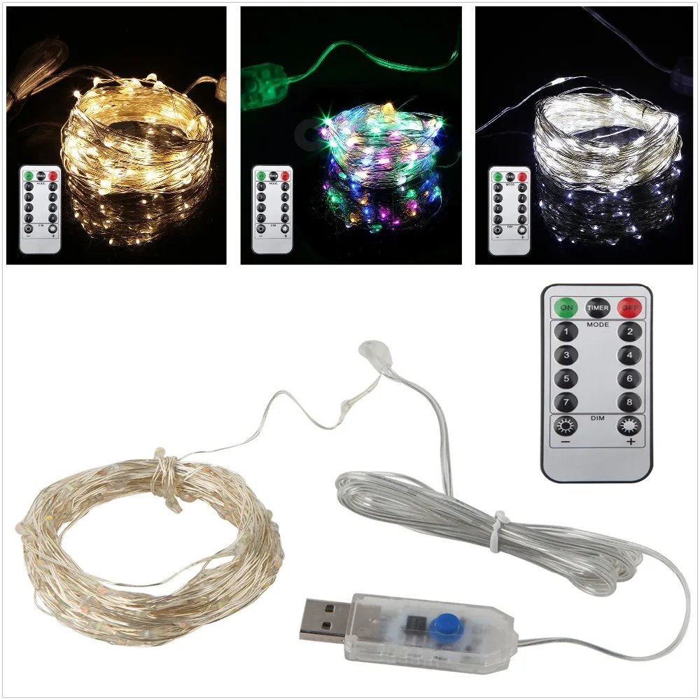 

USB Decorative Lights 5m 10m Waterproof LED Timing Holiday Copper Fairy String Light for Christmas Party Wedding Decoration