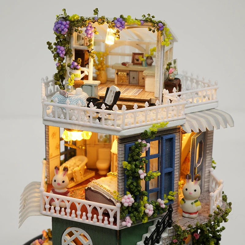 Новая мебель кукольный дом деревянный миниатюрный DIY кукольный домик набор мебели сборный поворотный музыкальный ящик кукольные домашние игрушки для детей B26