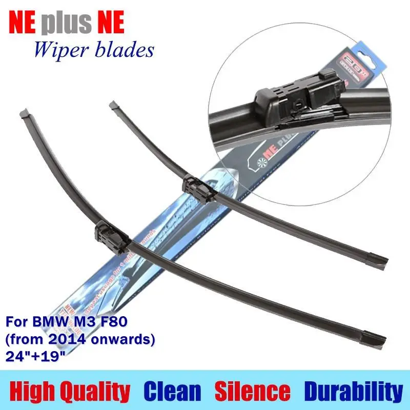 wiper blades for BMW M3 F80(from 2014 onwards) 24"+19" Rubber fit push