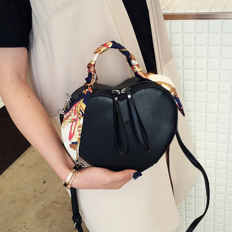 Miyahouse в форме сердца на плечо сумка женская через плечо сумки с шарфом из искусственной кожи через плечо сумка дешевая сумочка