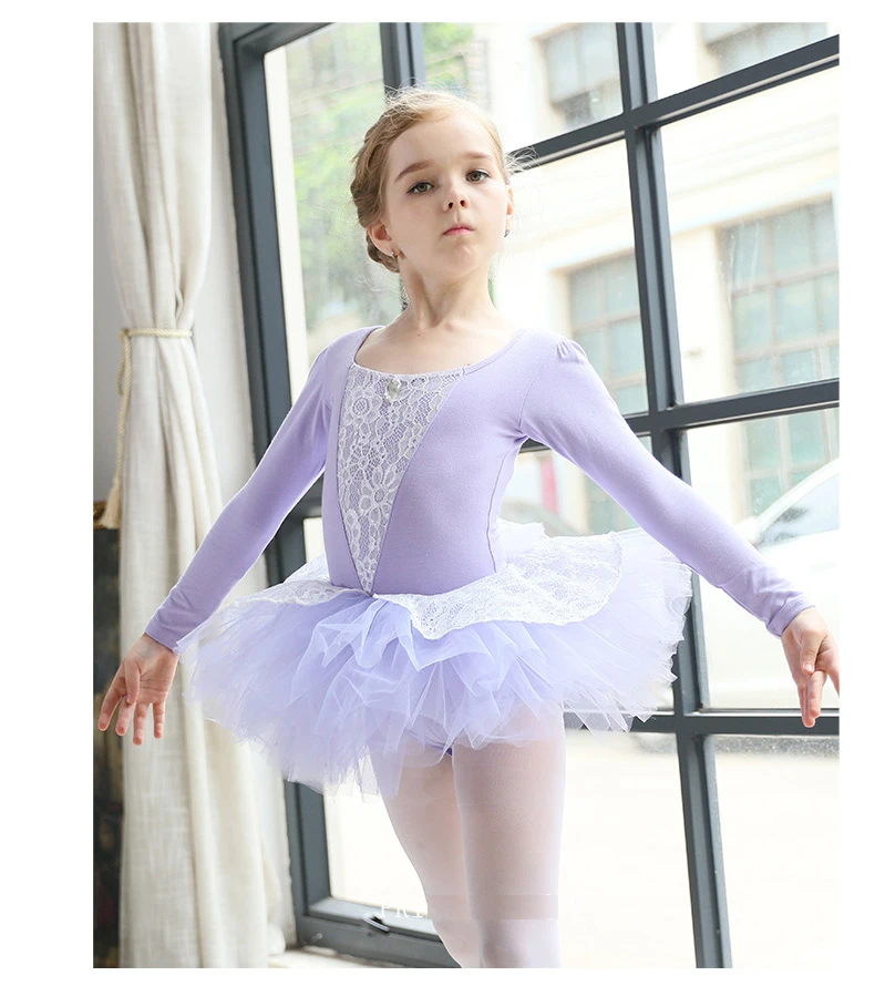 Балетное платье для девочек длинные рукава балетный костюм хлопок балерина Танцы Купальник Балетная пачка гимнастический купальник для девочек