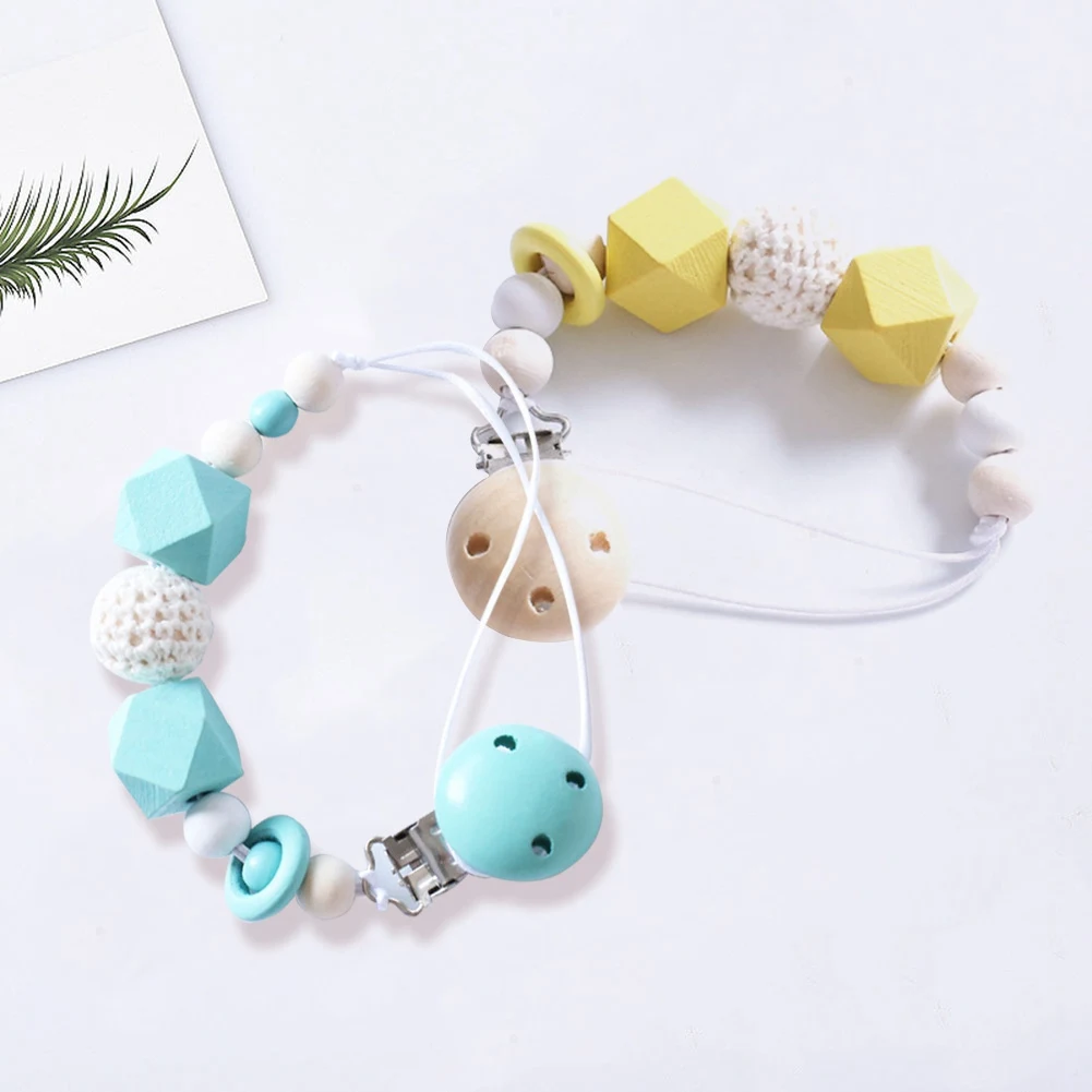 Popular Cute Baby Silicone Teething Dummy Pacifier Clip Bead Infant Soother Nipple Strap Chain