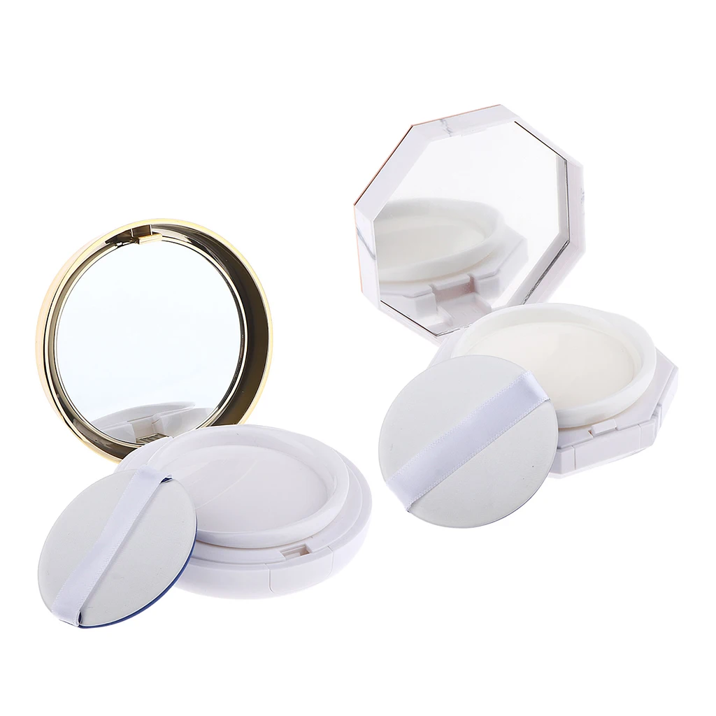Empty Sponge Air Cushion Powder Foundation Puff Box BB Cream Container Case w/Internal Case,Sponge,Puff,Mirror for Cosmetics DIY