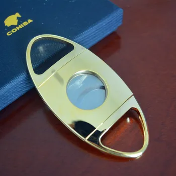 

COHIBA Classic Style Thicken Double Edged Blade Golden Cigars Cutter Cigar Scissors Cigar Smoke knife