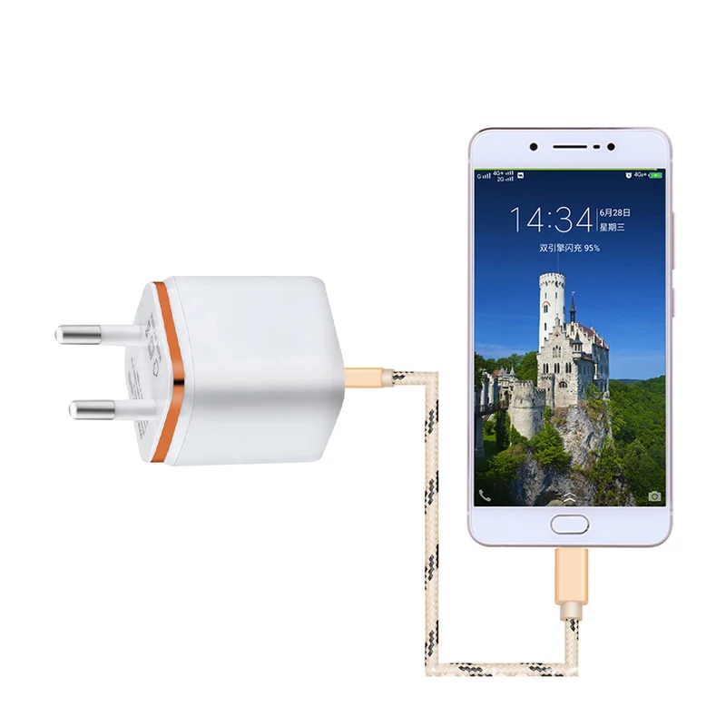 

Dual USB Cell Mobile Phone Charger 5V2.1A/1A EU US Plug W