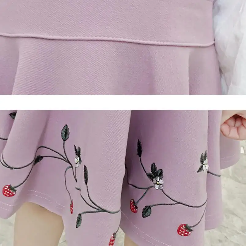 Весенне-осенняя одежда для малышей и подростков Костюм из 2 предметов белая блузка с длинными рукавами+ платье на бретелях комплекты школьной одежды для девочек JW4510