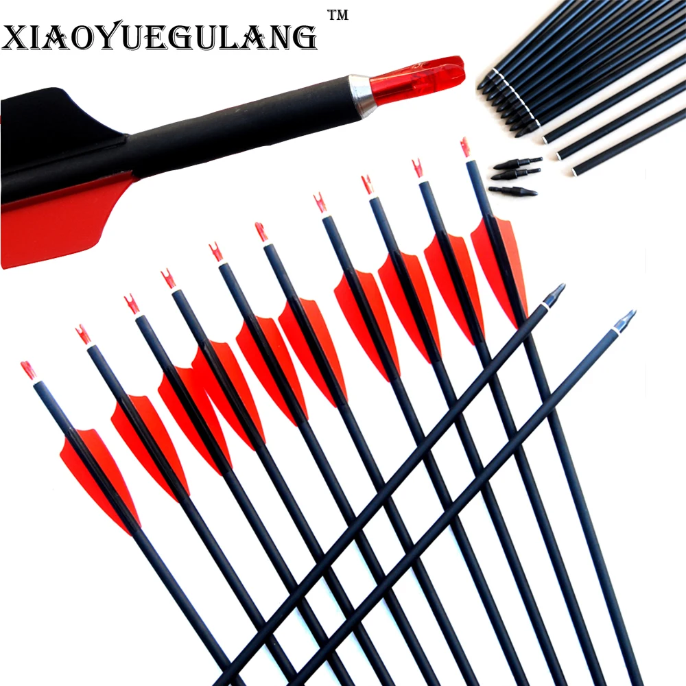 

6/12/24/30PCS New Spine 500 Carbon Arrow With Replaceable Arrowhead 28"/30"/31"Length Archery for Compound/Recurve Bow Hunting