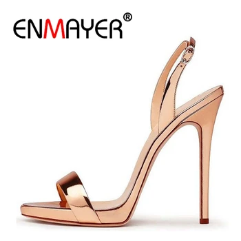 

ENMAYER Buckle Strap Zapatos De Mujer Sandals Women's Shoes Calzado Mujer High Heel Sandals Size 34-43 ZYL2695
