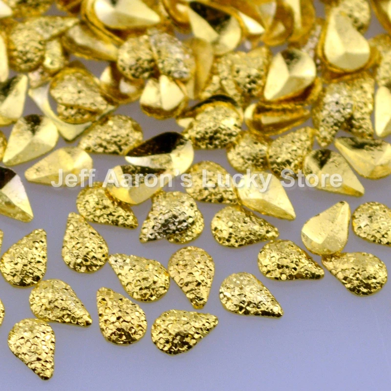 500 pieces gold frosted metal nail art decorations studs drop shape nails accessoires supplies