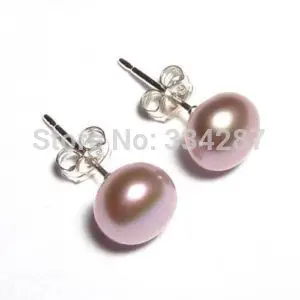 

Genuine 8-9MM AAA Purple Pearl 925 Silver Earring Studs