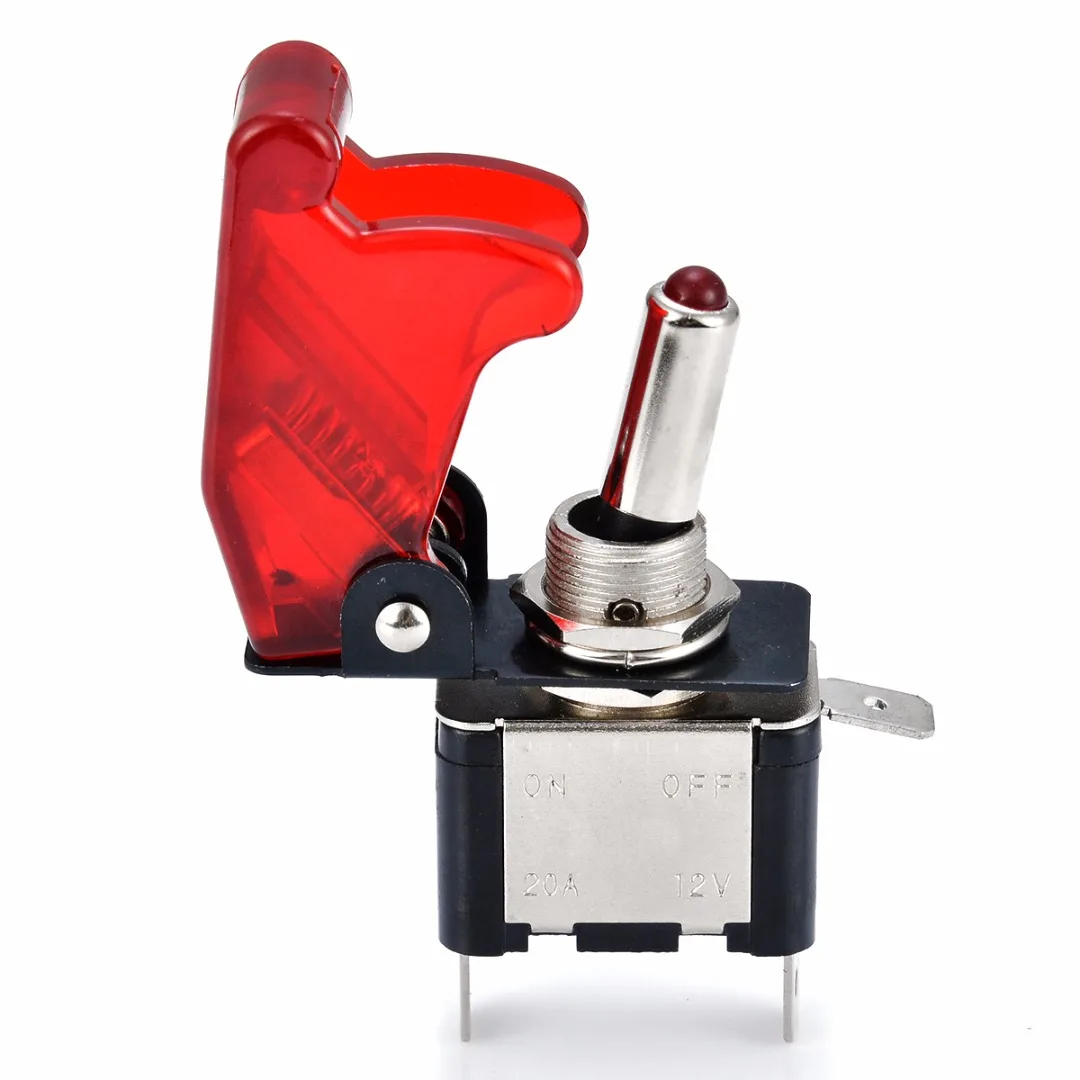 12V 20A ON/OFF Miniature Rocker Toggle Switch & Red Cover For Professional Racing Car Vehicle Fog Lamps Dome Light Mayitr