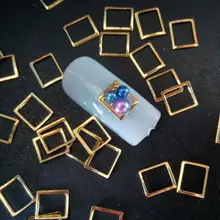 10 шт новая рамка для создания ногтей 6*7 мм металлический полый прямоугольный металлический рама для картины с изогнутым узором для ногтей украшения для ногтей заклепки