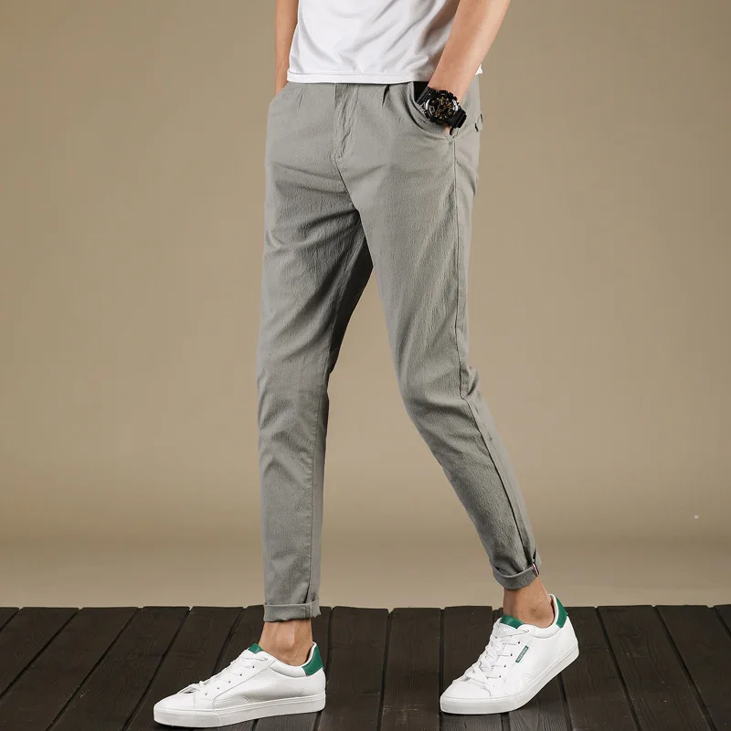 New Male Cropped Pants Summer 2018 Comfortable Stretch Slim Fit Ankle ...
