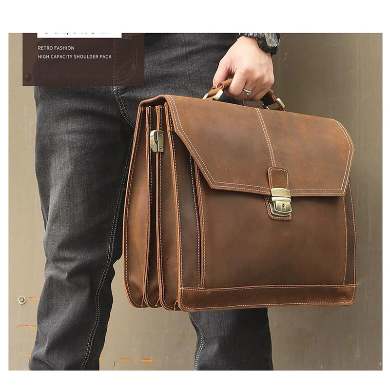 LEXEB cartera Oficina hombre bolsa para abogado Real cuero de los hombres de maletines caben 15 LEXEB cartera Oficina hombre bolsa para abogado Real cuero de los hombres de maletines caben 15