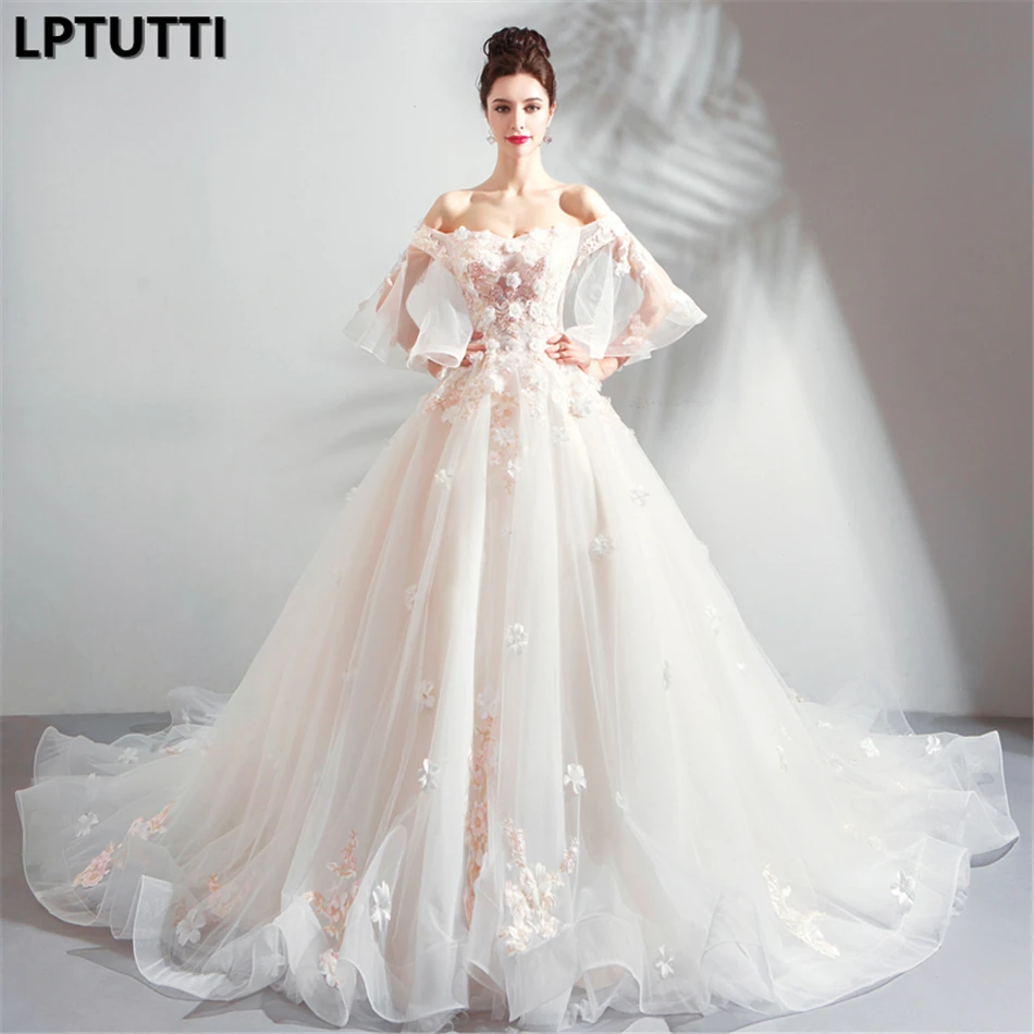 

LPTUTTI Appliques Embroidery New Plus Size Princess Bridal Marriage Gown Boho Bride Simple Party Long Luxury Wedding Dresses