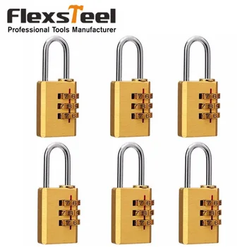 

6 Pieces Brass Mini Lock 3 Digit Combination Password Lock 3 Number Copper Password Padlock