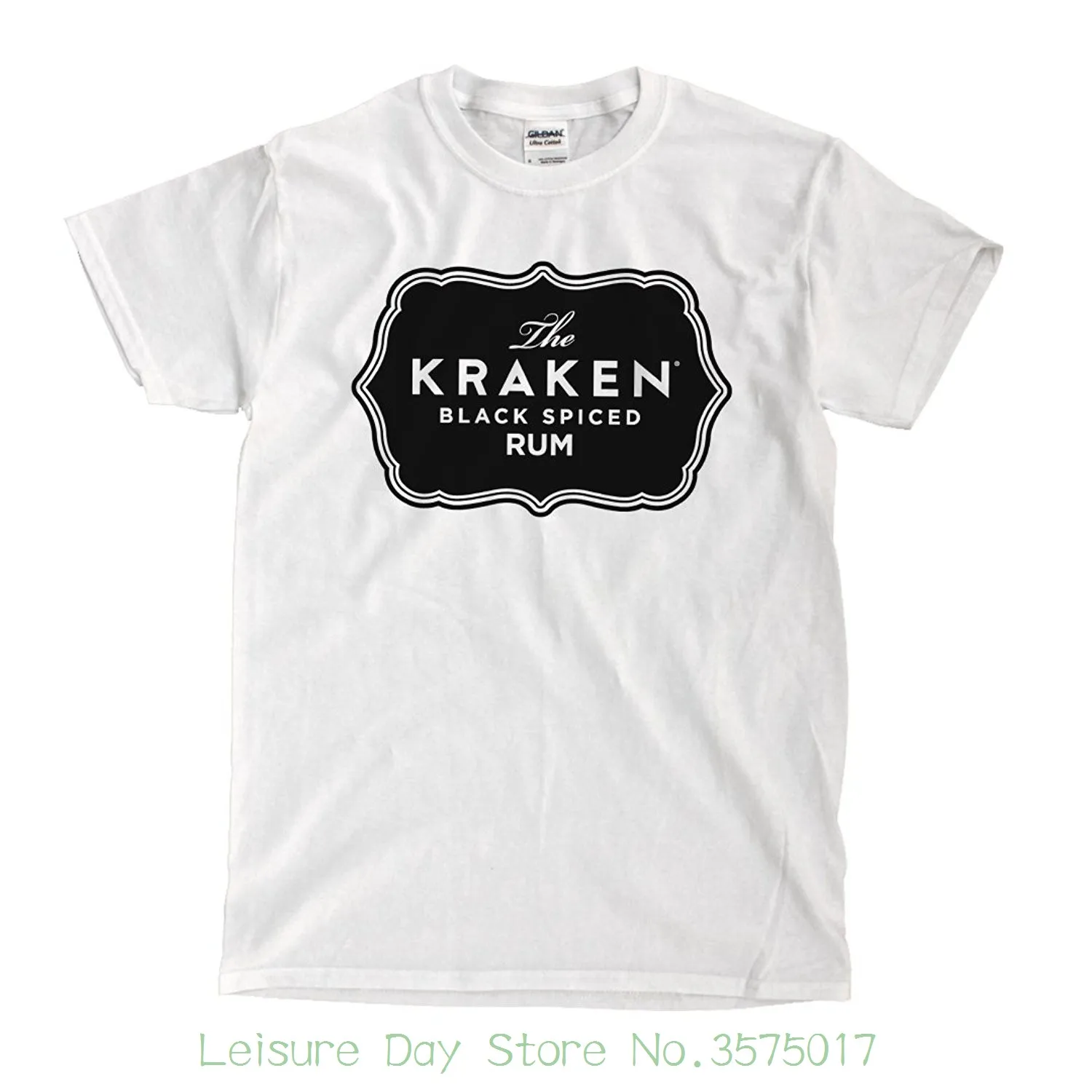 2018 Short Sleeve Cotton T Shirts Man Clothing Kraken Rum Logo White T