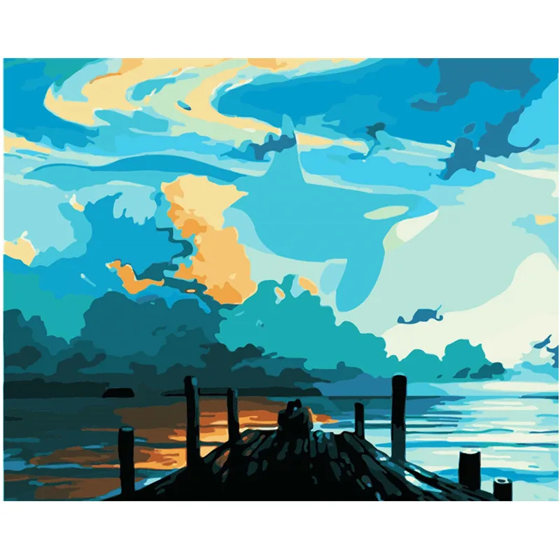 

Blue Sky Bridge Hand Made Paint High Quality Canvas Beautiful Painting By Numbers Surprise Gift Great Accomplishment