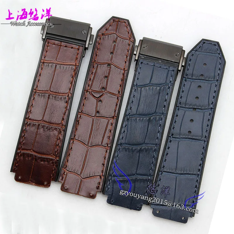 26mm New Mens Waterproof Diving Silicone Rubber Watch BAND Strap Black High Brushed Steel Deployment Clasp