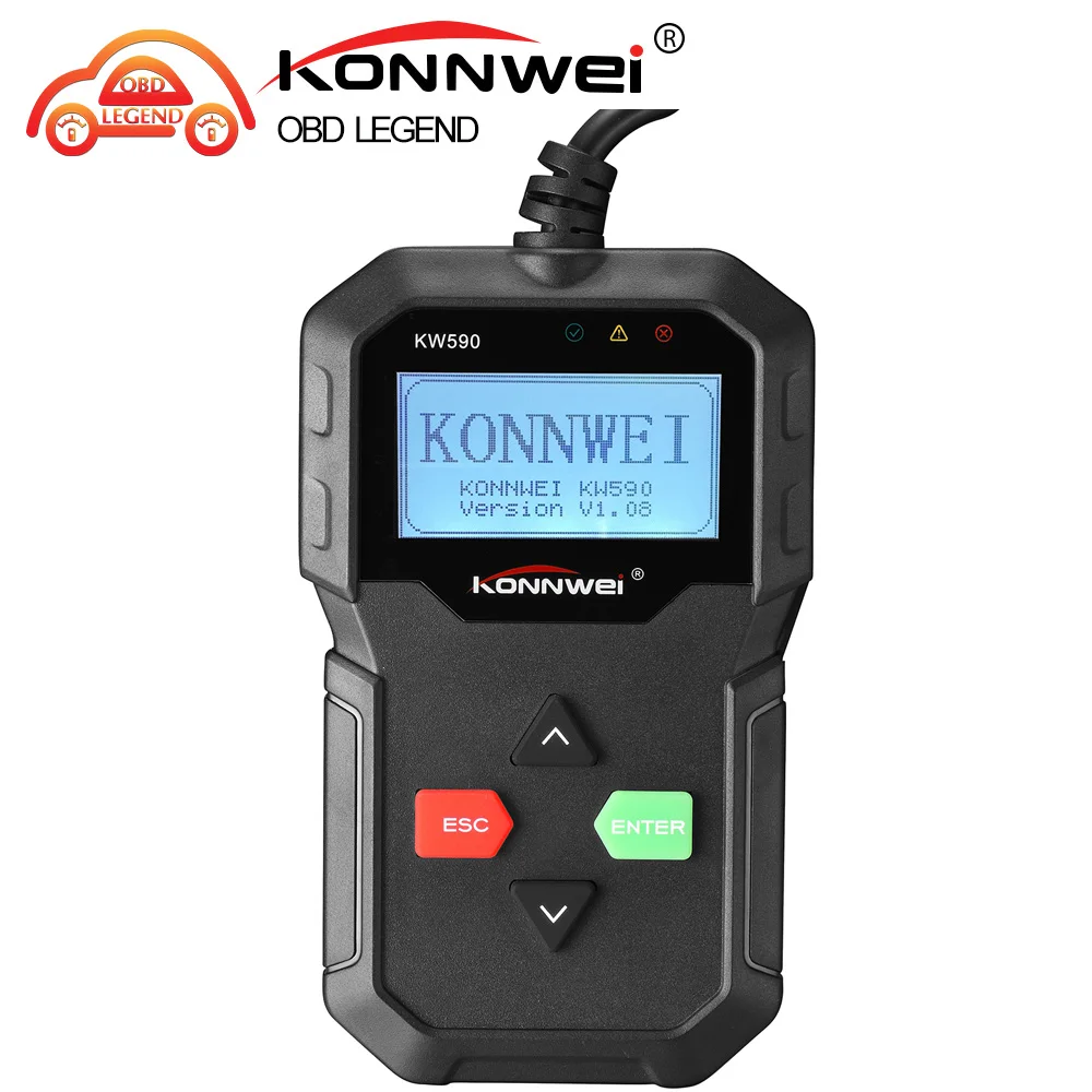 Автомобильный считыватель кодов KONNWEI KW590 OBD2 ODB II сканер многоязычный