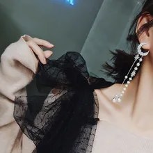 Дизайн жемчужные звезды длинные серьги для owmen модные серьги кристалл серьги в форме луны Кулон Свадебные украшения