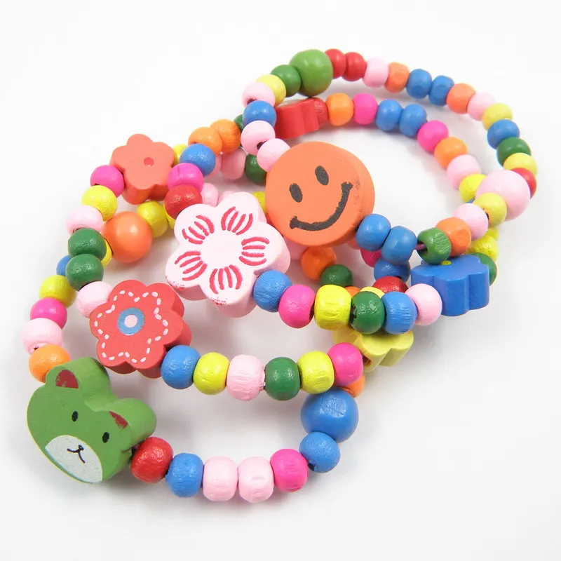 10pcs Wood Kids Bracelets Children Party Gift Wholeslae Girls Toy
