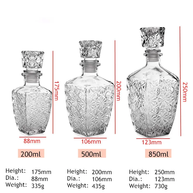 1 шт. 250 мл 500 мл 850 мл высококачественный стеклянный виски, ликер вино, напитки графин для вина Бутылка EJR 1081
