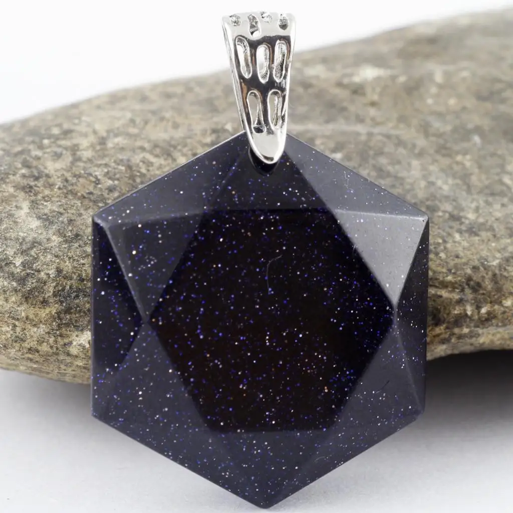 Luster Smooth Polished Crystal Jewish Star of David Hexagram Shape Stone Pendant for Necklace Pendant Metal Bail Clasp