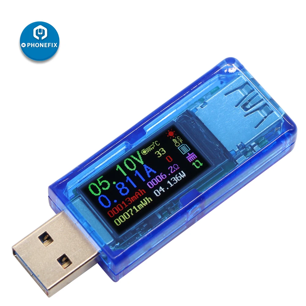 

PHONEFIX RD AT34 USB 3.0 color LCD Voltmeter ammeter voltage current meter multimeter battery charge power bank USB Tester