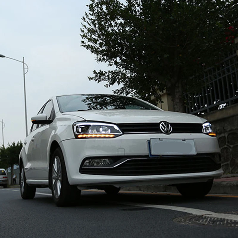 2 шт. автомобильные фары для Volkswagen Polo 2011- фары Биксеноновые линзы проектор светодиодный DRL ангельские глазки