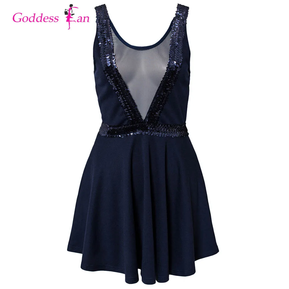 Женское летнее платье сексуальное мини с блестками и открытой спиной|Платья| |