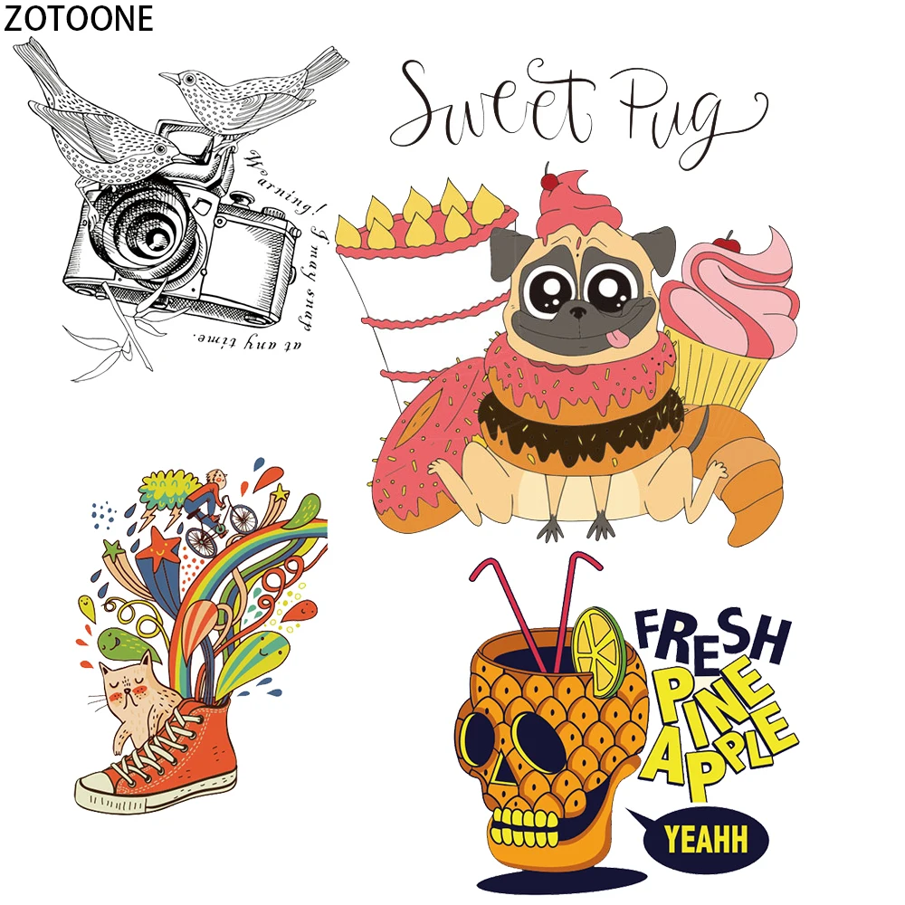 

ZOTOONE Funny Animals Patches for Clothing Unicorn Heat Transfers for T-shirts Stickers Skull Applications Iron on Stickers Gift