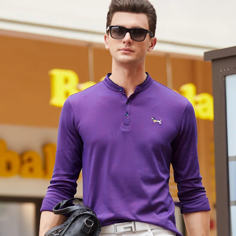 

JUNGLE ZONE 2019 new Men's Polo Shirt men's Long sleeve collar polo shirt Solid color Polos High Quality Men's brand 8836