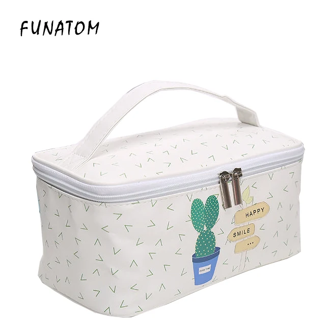 

Funatom Women cactus printed Makeup Case Women Zipper Hand Holding Make Up Handbag Organizer Storage Pouch Toiletry Wash Bags