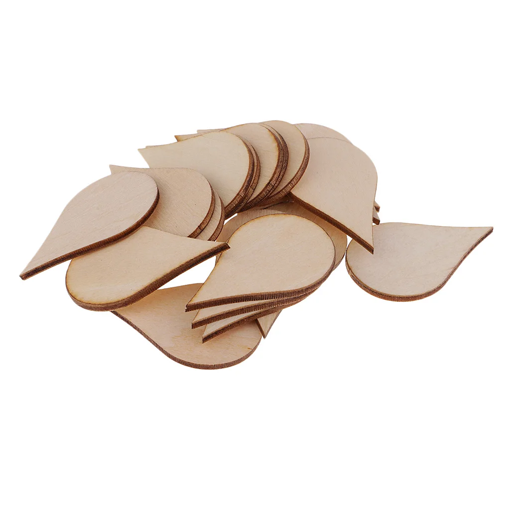 Wooden MDF Drop Shapes Craft Blank Wood Embellishment for Scrapbooking Wedding Party Baby Feet Christmas Decorations DIY