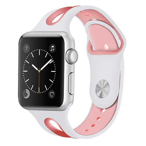 Силиконовый ремешок для apple watch band 44 мм correa pulseira apple watch 38 мм iwatch band 42 мм 40 мм браслет наручный ремешок для часов 5 4 3 - Цвет ремешка: White pink