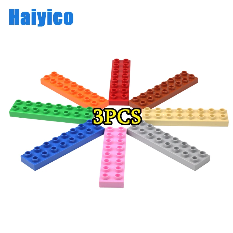 

16 hole thin bricks big building blocks Compatible with Duplo Baseplate Accessories 2*8 dots Basic Creativity Toys children Gift