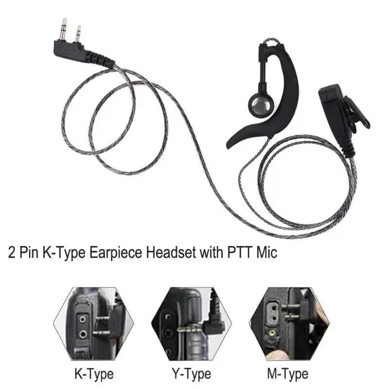 1 м 2 Pin K Тип наушник гарнитура с PTT MIC наушники Walkie Talkie для Kenwood BAOFENG рация