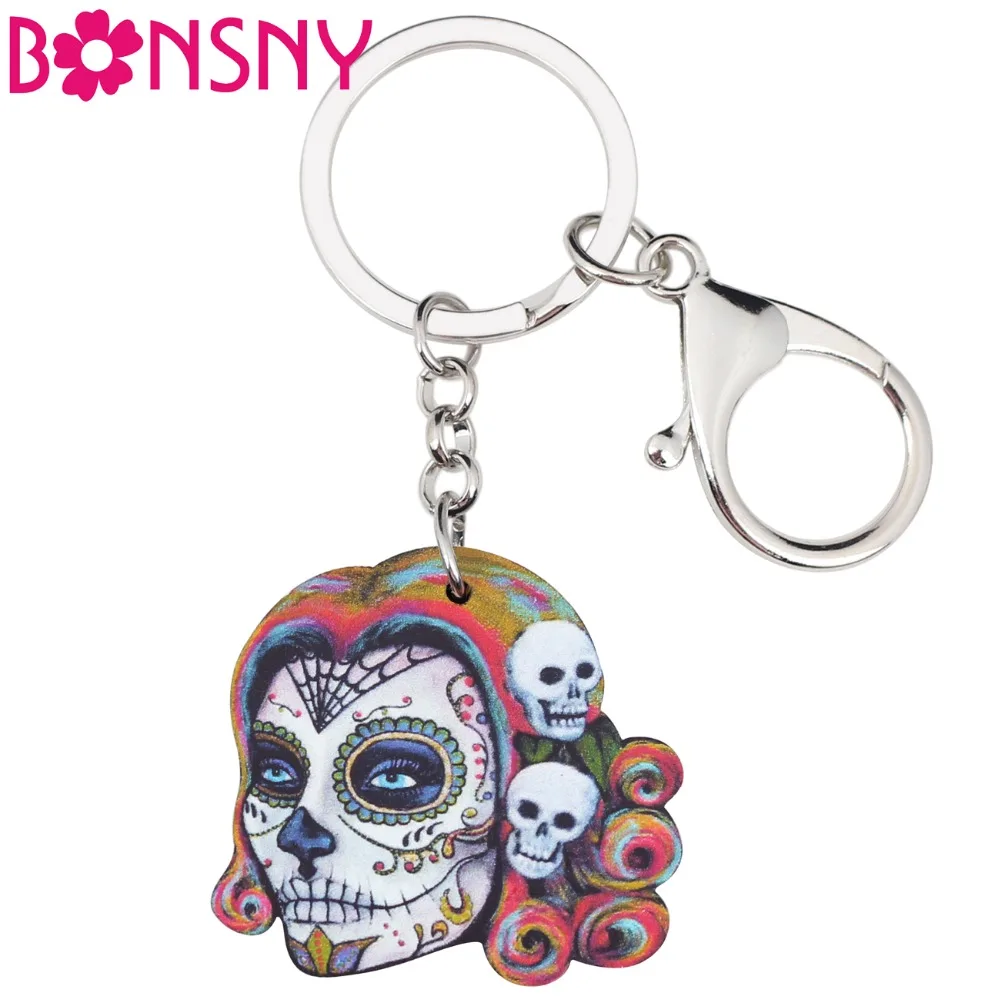 Buy Bonsny Acrylic Halloween Skeleton Skull Key Chains