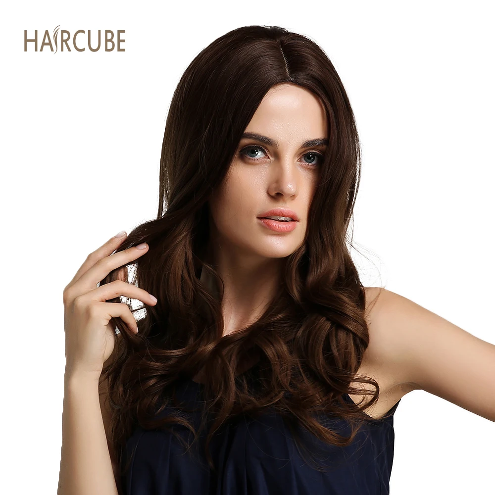 

Haircube 24" Long Curly Synthetic Wigs for Women Middle Parting with Simulation Scalp High Quality Heat Resistant Fiber