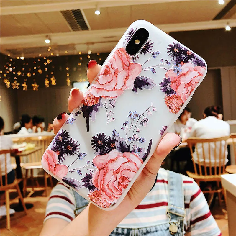 YAMIZOO Protective Case For iPhone 5s 7 6 Flower Coque Silicon 360 Thin Cover For iPhone xr x xs max Phone Cases 5 se 8 6s Plus (6)