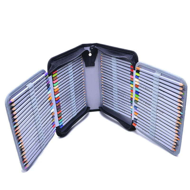 150 Holders black Portable PU Leather School Pencil Case Large Capacity Pencil Bag Holder Case